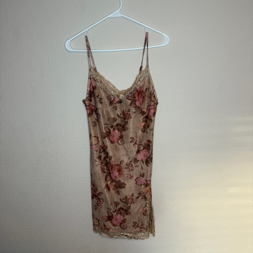 Motel Rocks Pink Floral Lace Chemise